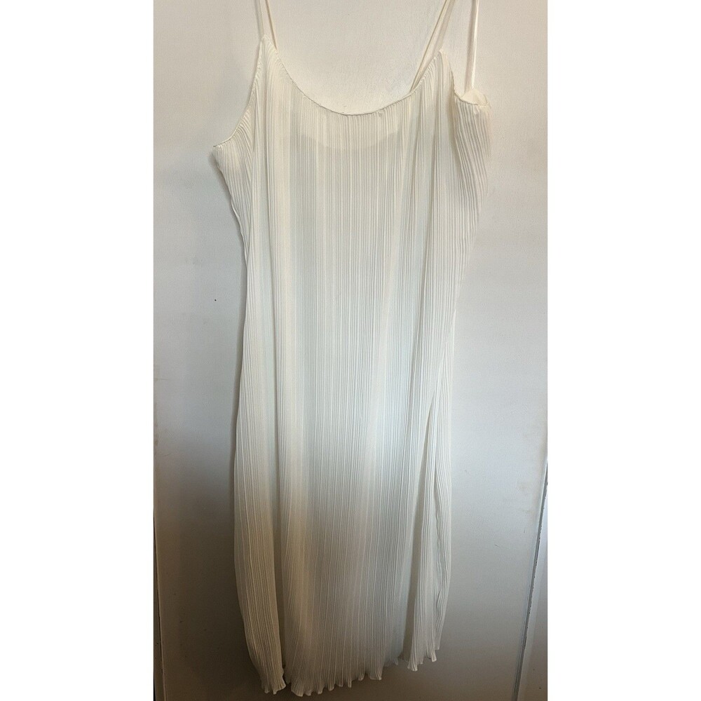 GOOD AMERICAN Romantic Soft Girl Pleated White Maxi Slip Dress Size 5/6